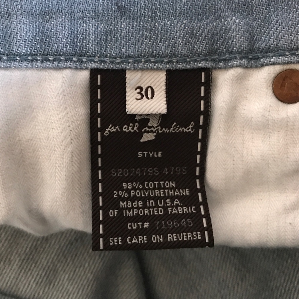 7 For All Mankind Light Wash Dojo Short Bermuda 30 - Picture 9 of 10
